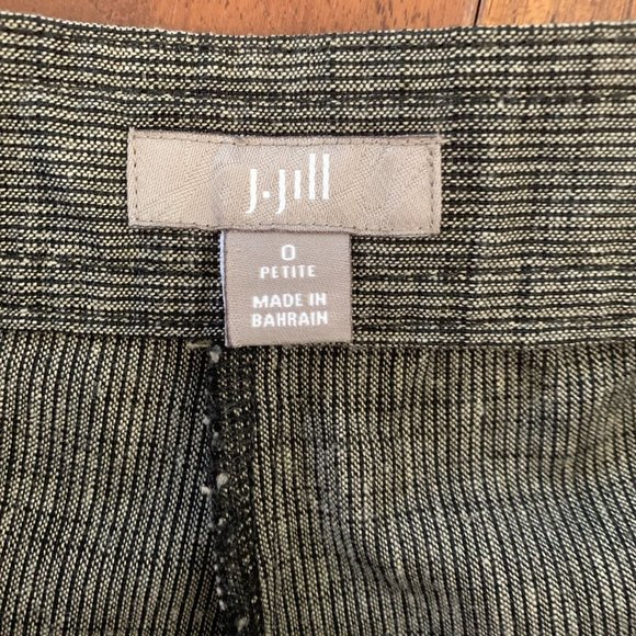 J. Jill linen blend micro stripe khaki cropped pant size 0 - no pockets petite - Picture 4 of 5